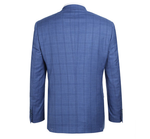 293-10 Men's 2-Piece Slim Fit Windowpane Check Dress Stretch Suit