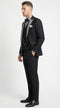 Men’s Black And White Lapel 3 Piece Tuxedo Suit with Silver Gray Satin Lapel | Formal Wedding Prom Suit Set