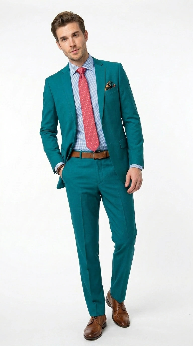 Men’s Teal Green Dark Turquoise Suit – Elegant Formal Suit for Business, Wedding, Party and Modern Style Wear