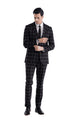 Mens Vested Gangster Plaid Pattern 1920's Suit in Black