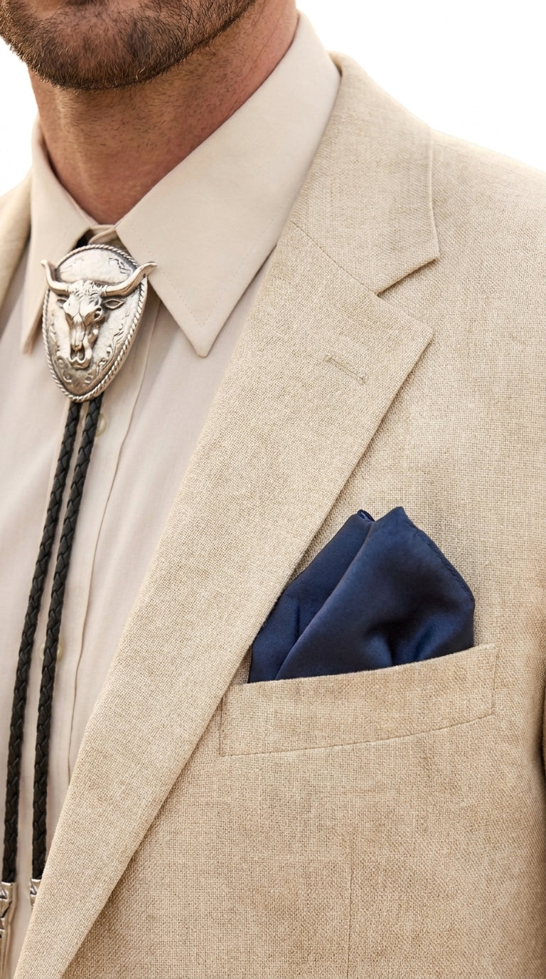 Men’s Natural Sand Linen Western Suit – Cowboy Wedding Jacket & Pants Linen Suit