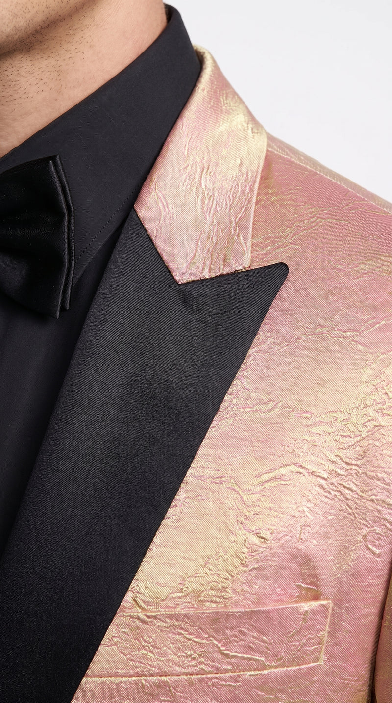 Men’s Rose Gold Tuxedo Jacket – Black Peak Lapel Wedding, Prom and Formal Dinner Blazer