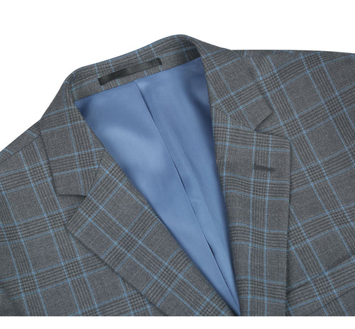 293-5 Men's Two Piece Classic Fit Windowpane Check Dress Suit