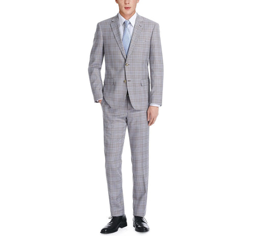 292-7 Men's Slim Fit 2-Piece Single Breasted Check Dress Suit