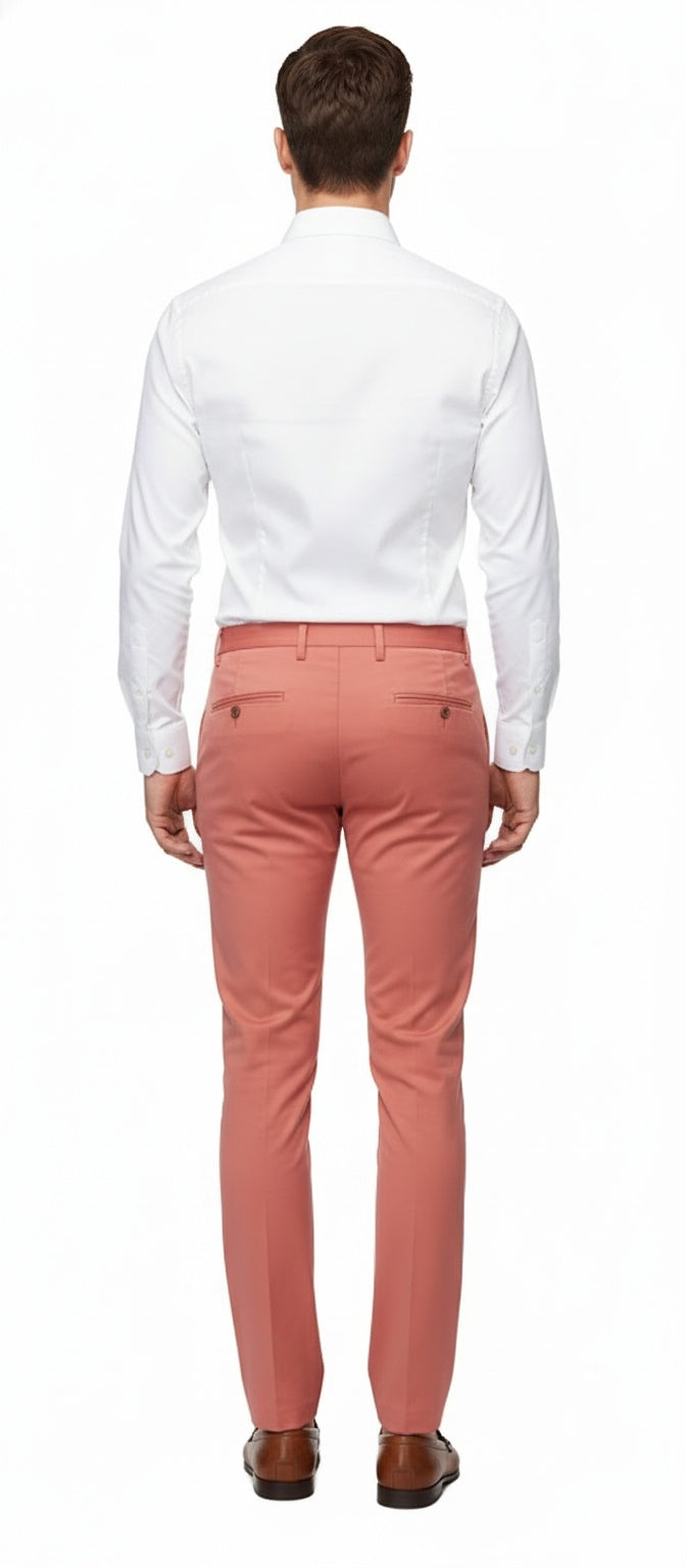 Mens Slim Fit Coral Pink Dress Pants – Stylish Formal and Casual Trousers for All Occasions