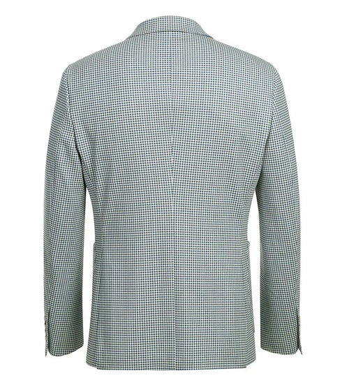 Half Canvas Slim Fit Blazer in Sage Blue Check