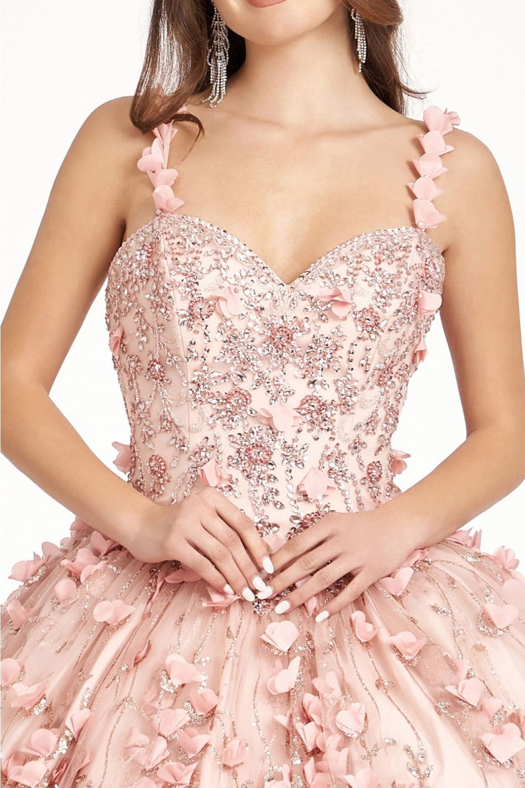 Blush Quinceanera Dress 3D Applique Sleeveless Ball Gown by Elizabeth K GL1959