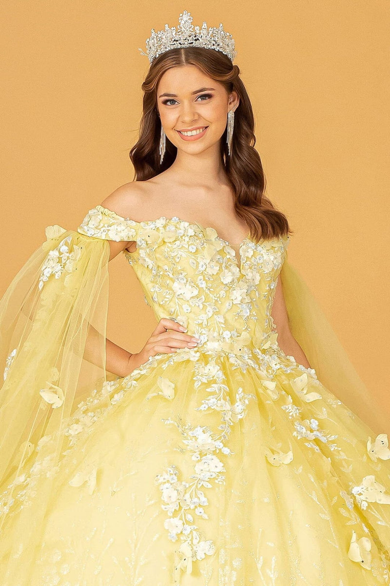 3D Butterfly Cape Sleeve Ball Gown by Elizabeth KGL3111