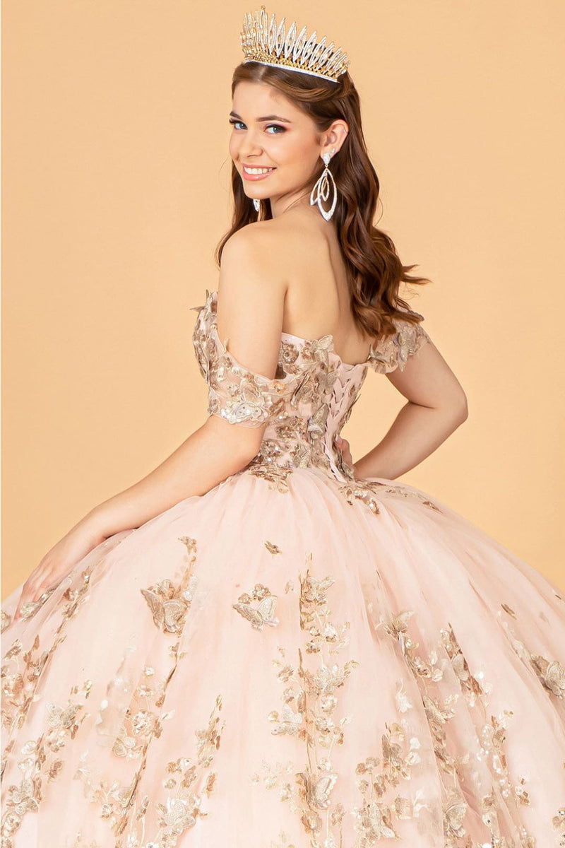 3D Butterfly Off Shoulder Ball Gown by Elizabeth KGL3077