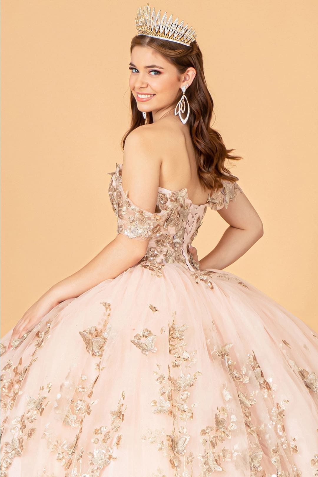 3D Butterfly Off Shoulder Ball Gown by Elizabeth KGL3077