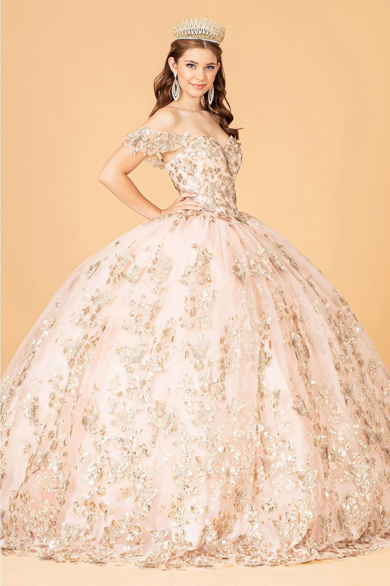 3D Butterfly Off Shoulder Ball Gown by Elizabeth KGL3077