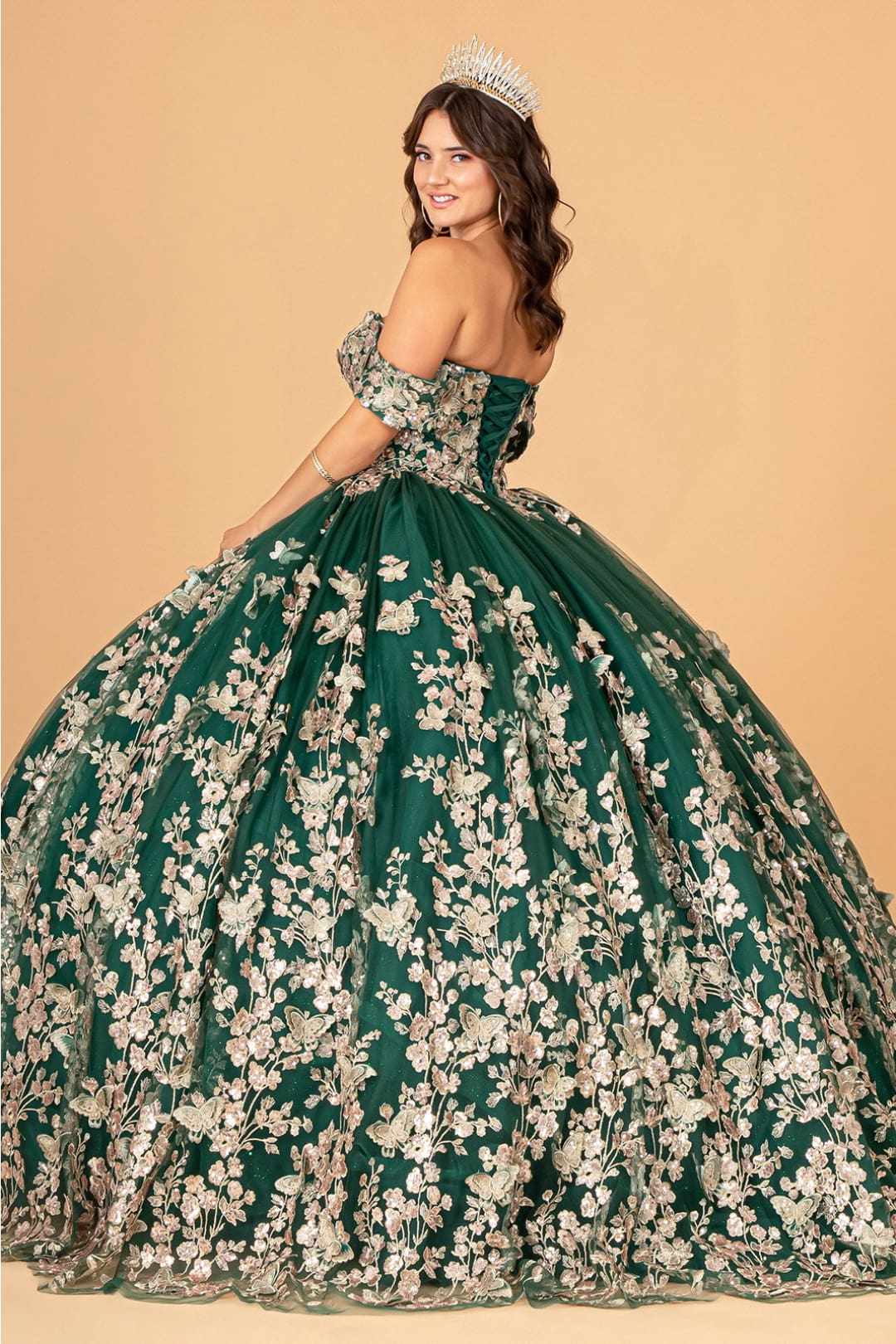 3D Butterfly Off Shoulder Ball Gown by Elizabeth KGL3077
