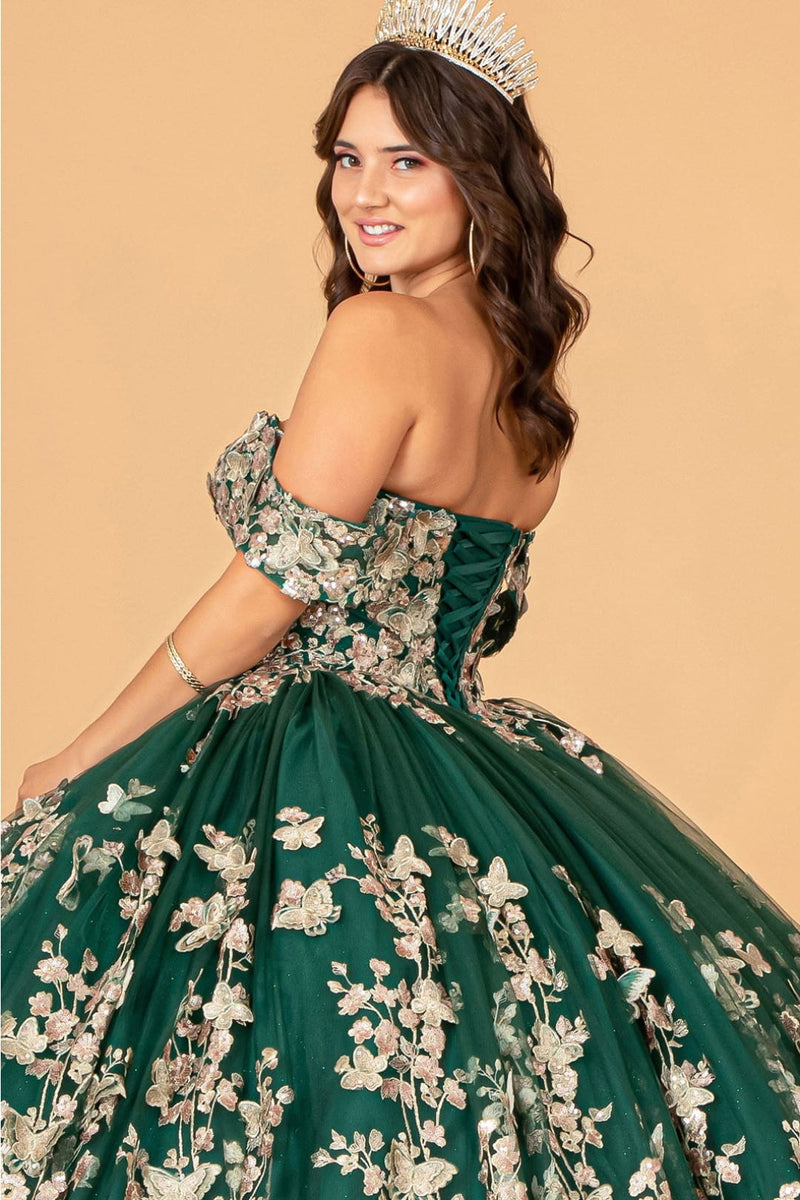 3D Butterfly Off Shoulder Ball Gown by Elizabeth KGL3077