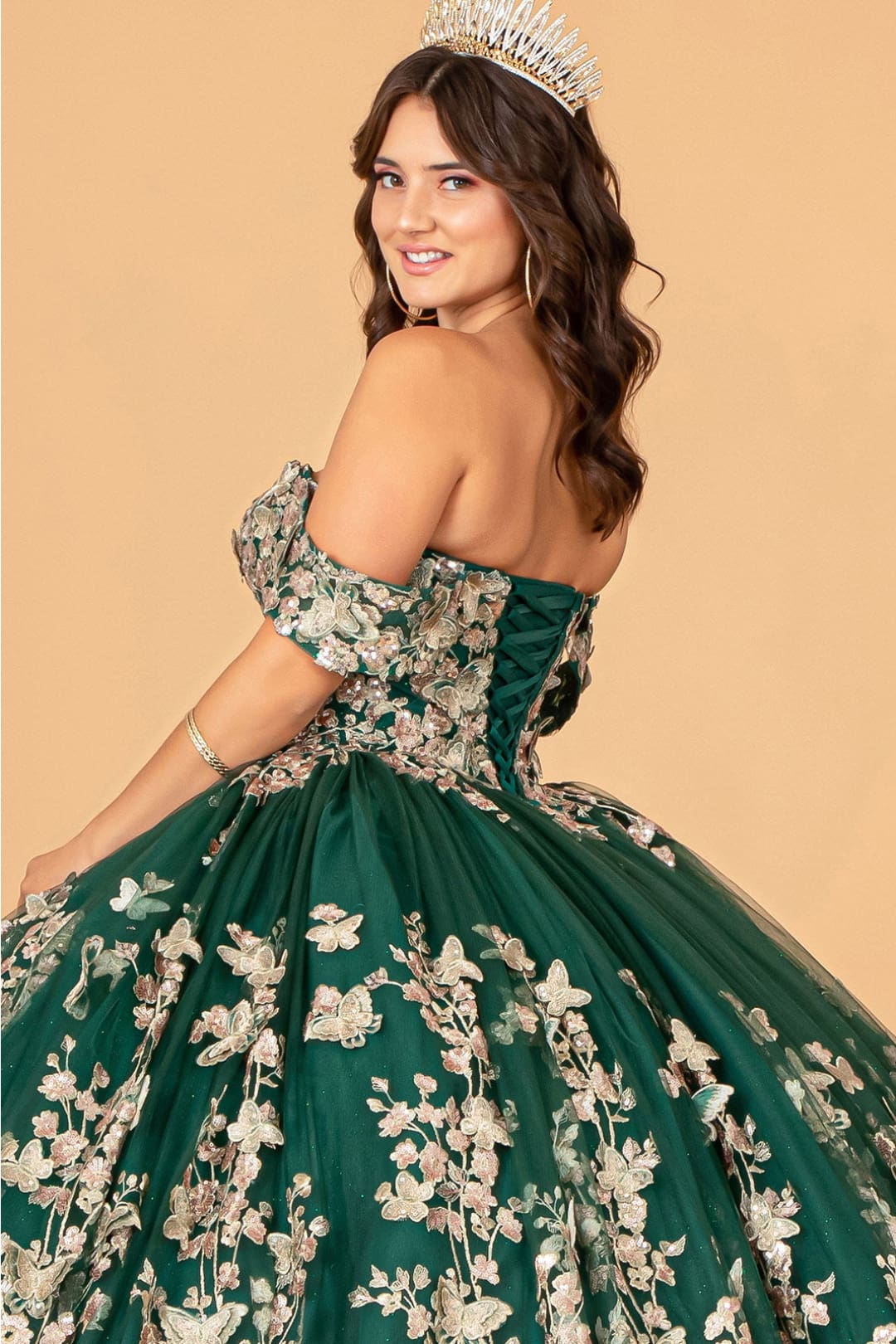 3D Butterfly Off Shoulder Ball Gown by Elizabeth KGL3077