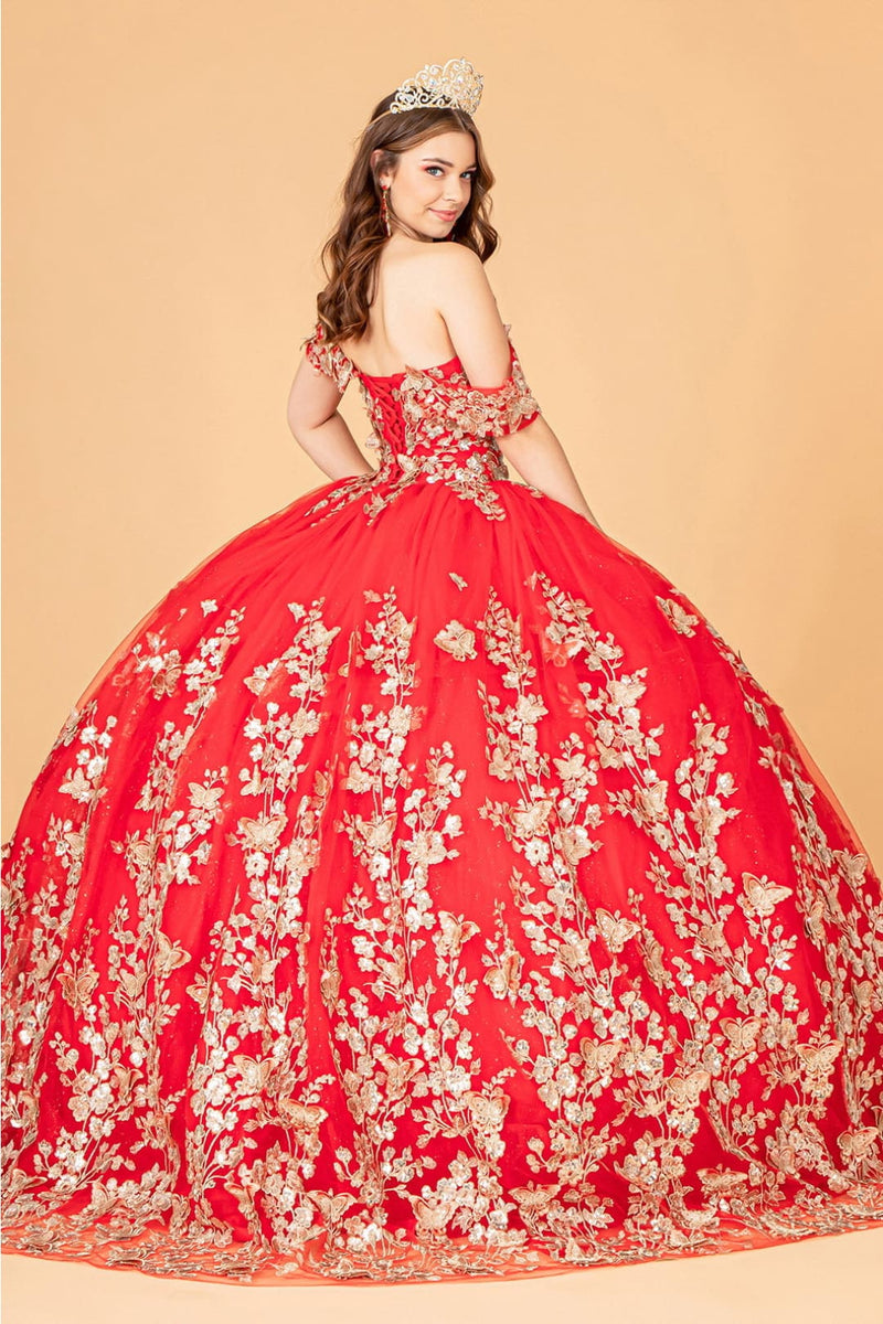 3D Butterfly Off Shoulder Ball Gown by Elizabeth KGL3077