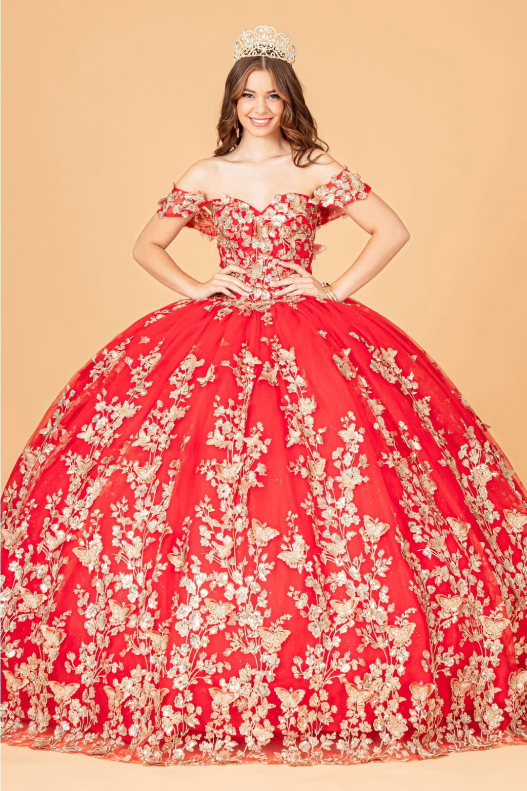Red and Gold Quinceanera Dress by Elizabeth KGL3077