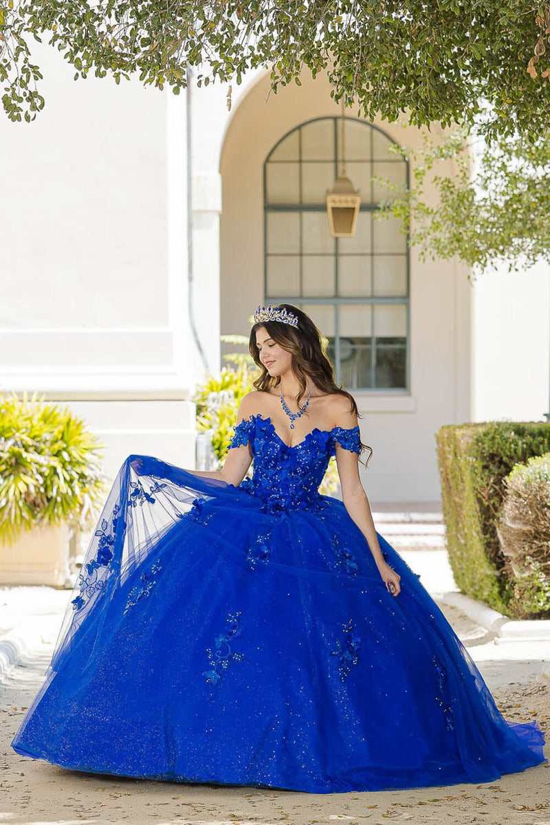 3D Butterfly Off Shoulder Ball Gown by Bella Princess PQ1028