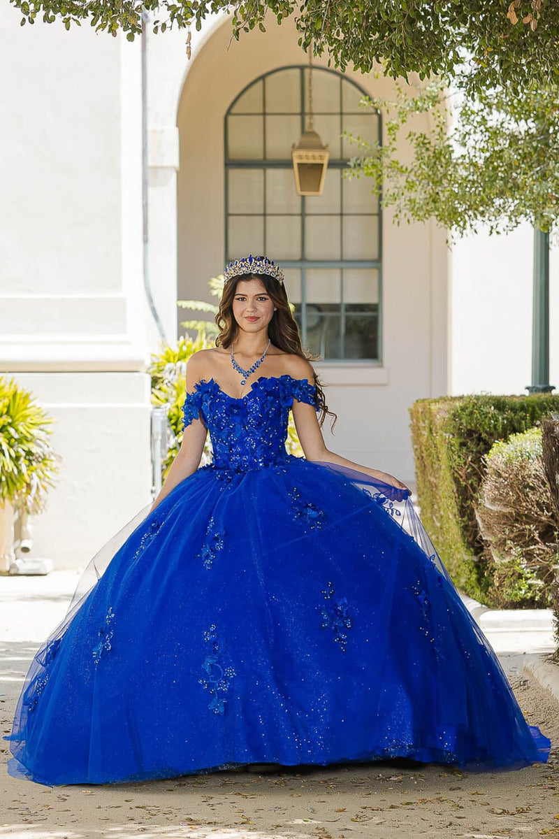 3D Butterfly Off Shoulder Ball Gown by Bella Princess PQ1028