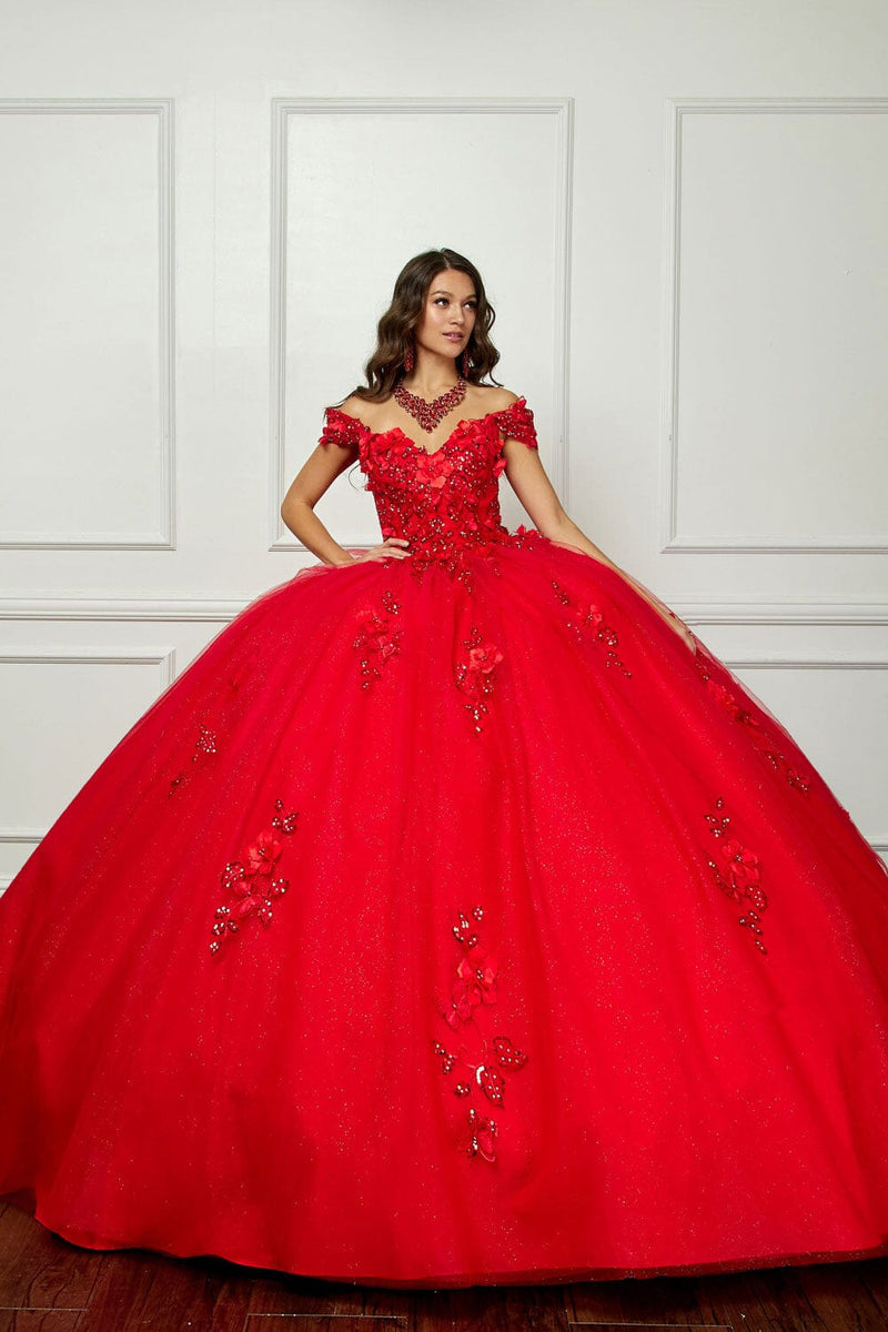 3D Butterfly Off Shoulder Ball Gown by Bella Princess PQ1028
