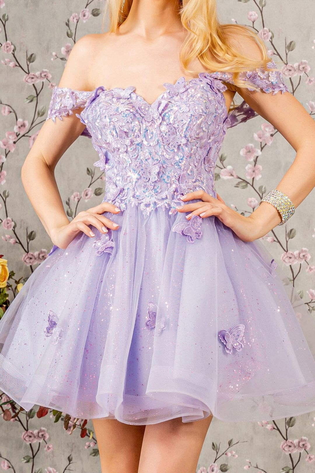 3D Butterfly Short Dress by Elizabeth KGS3186