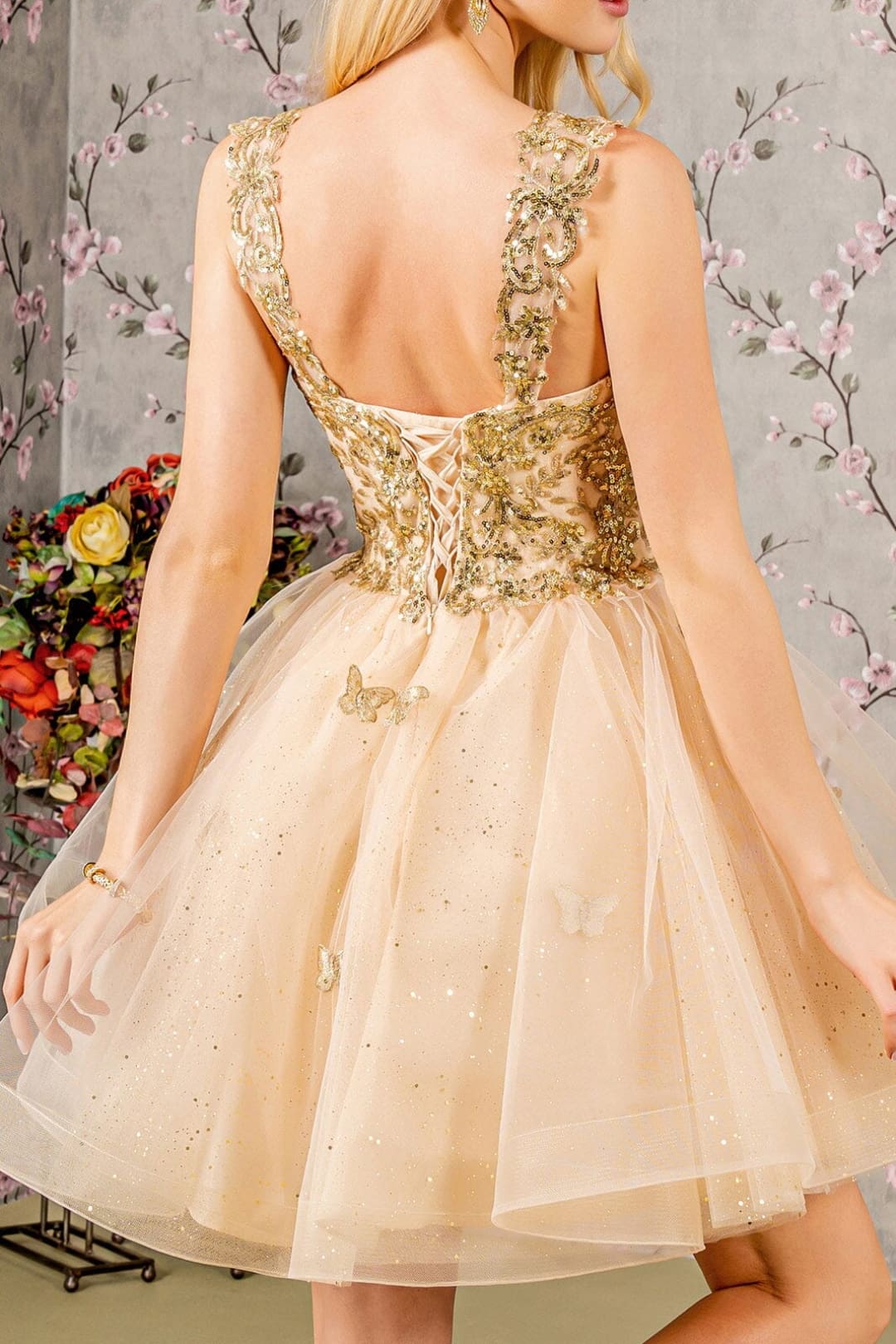 3D Butterfly Short Dress by Elizabeth KGS3186