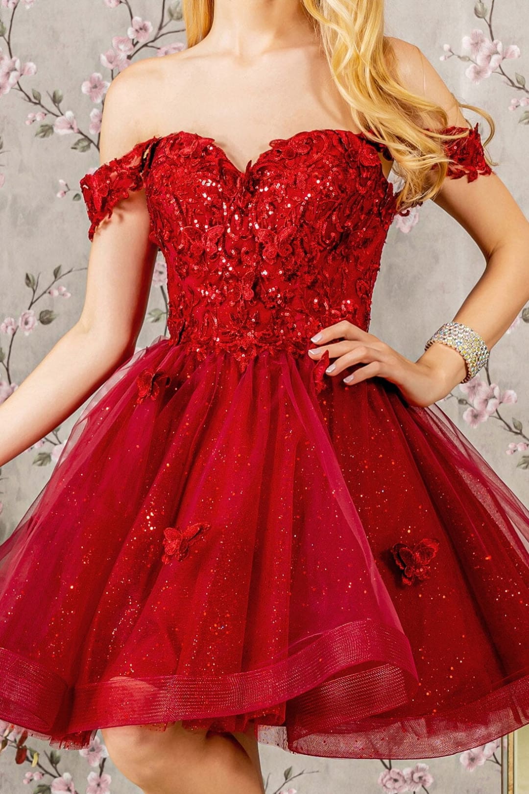 3D Butterfly Short Dress by Elizabeth KGS3186
