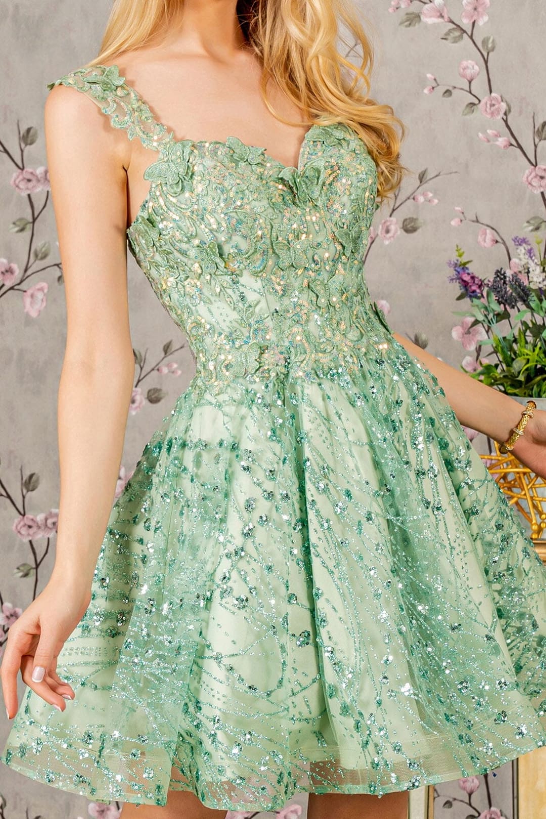 3D Butterfly Short Sleeveless Dress by Elizabeth KGS3187