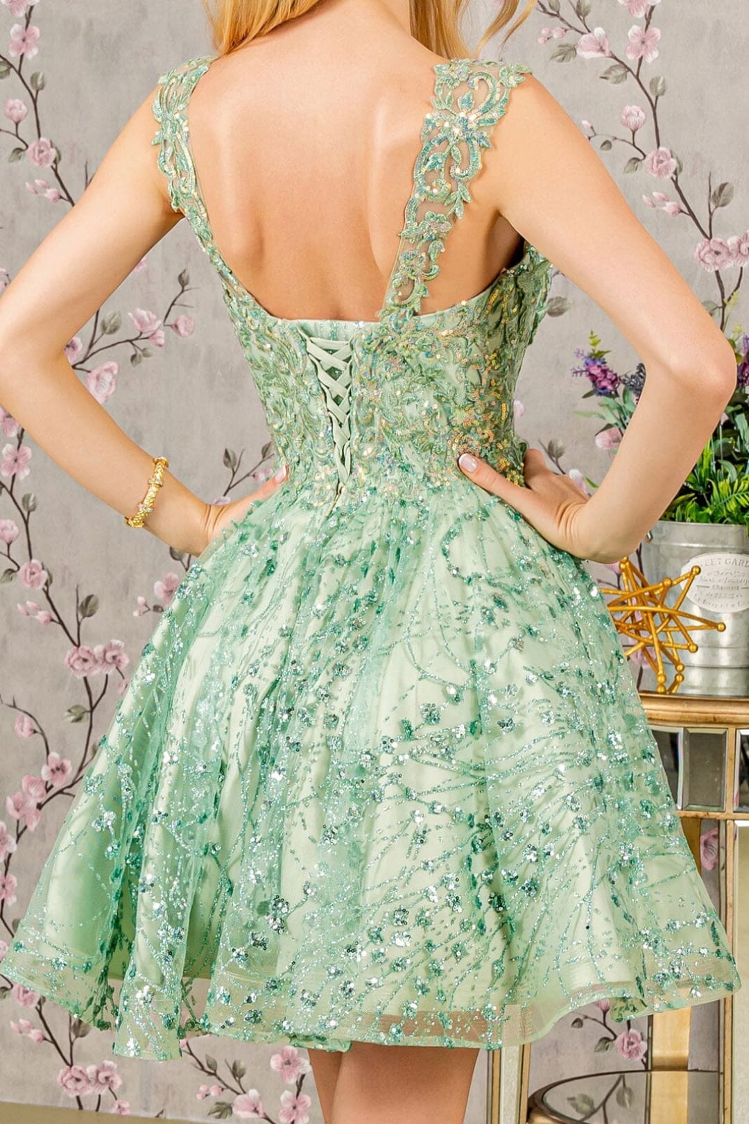 3D Butterfly Short Sleeveless Dress by Elizabeth KGS3187