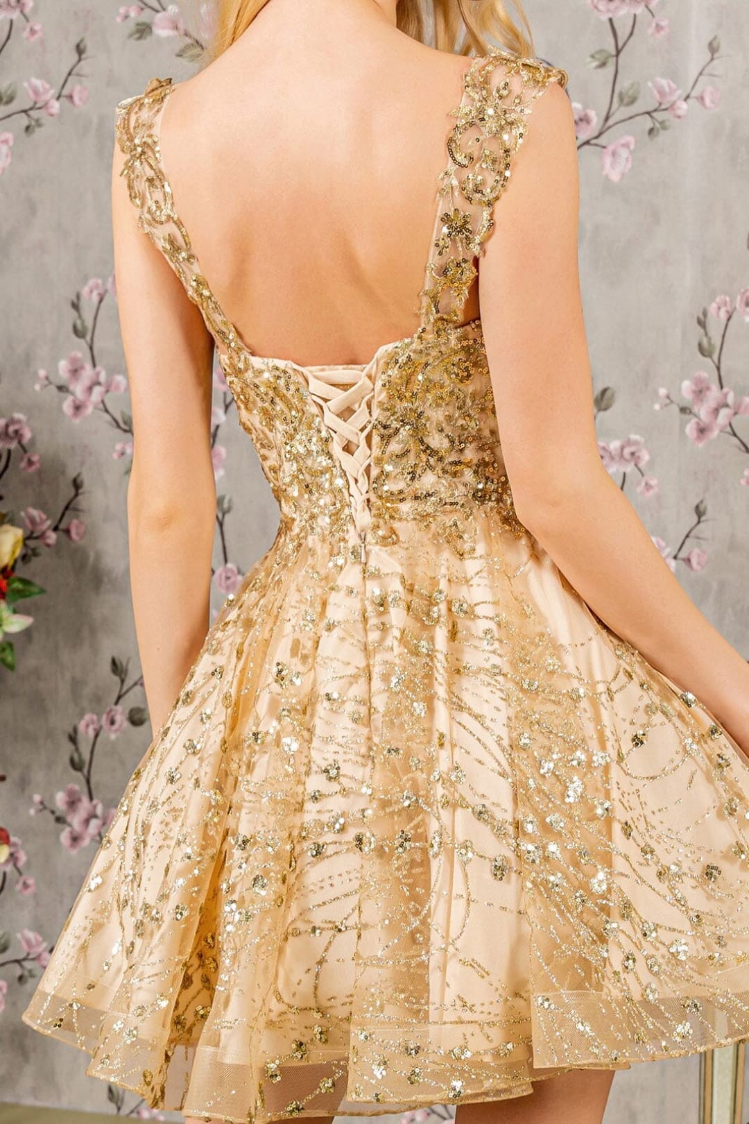 3D Butterfly Short Sleeveless Dress by Elizabeth KGS3187