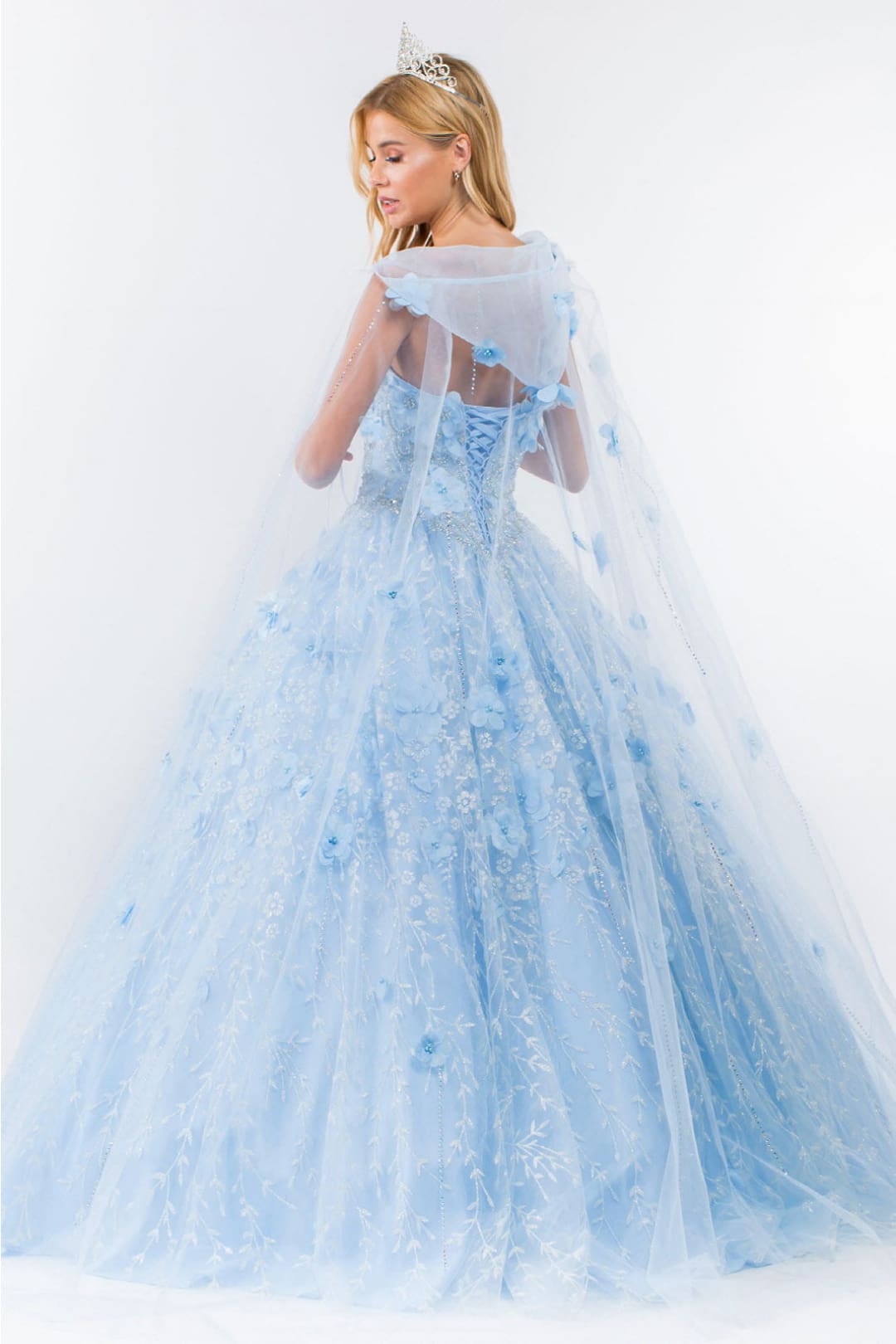 3D Floral Cape Ball Gown by Elizabeth KGL1939
