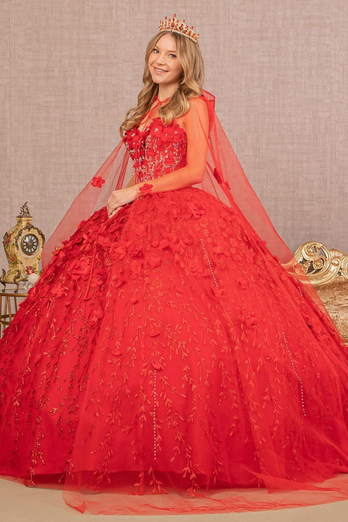3D Floral Cape Ball Gown by Elizabeth KGL1939