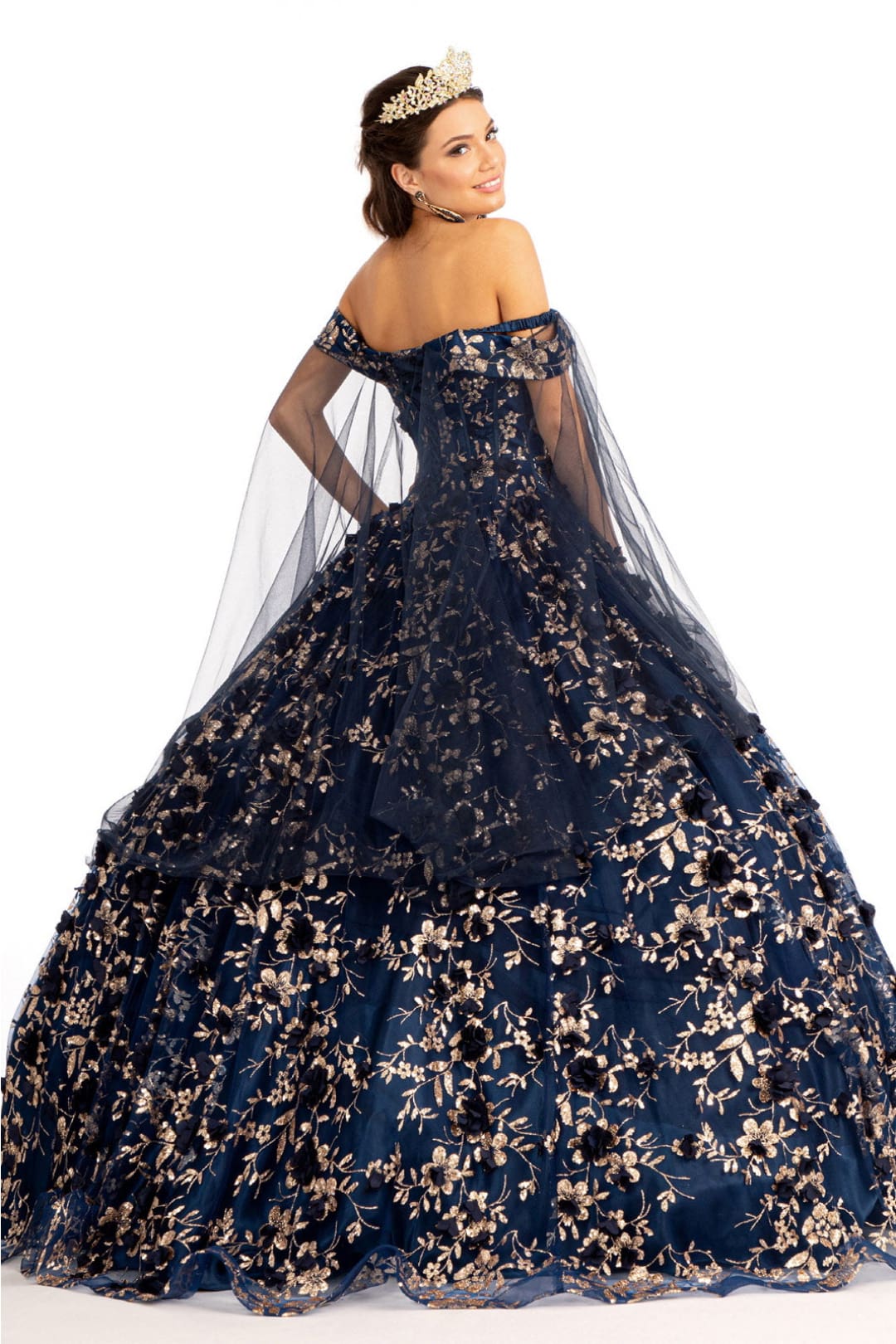 Cape Sleeve Ball Gown Off the Shoulder Quinceanera Dress by Elizabeth K GL1970
