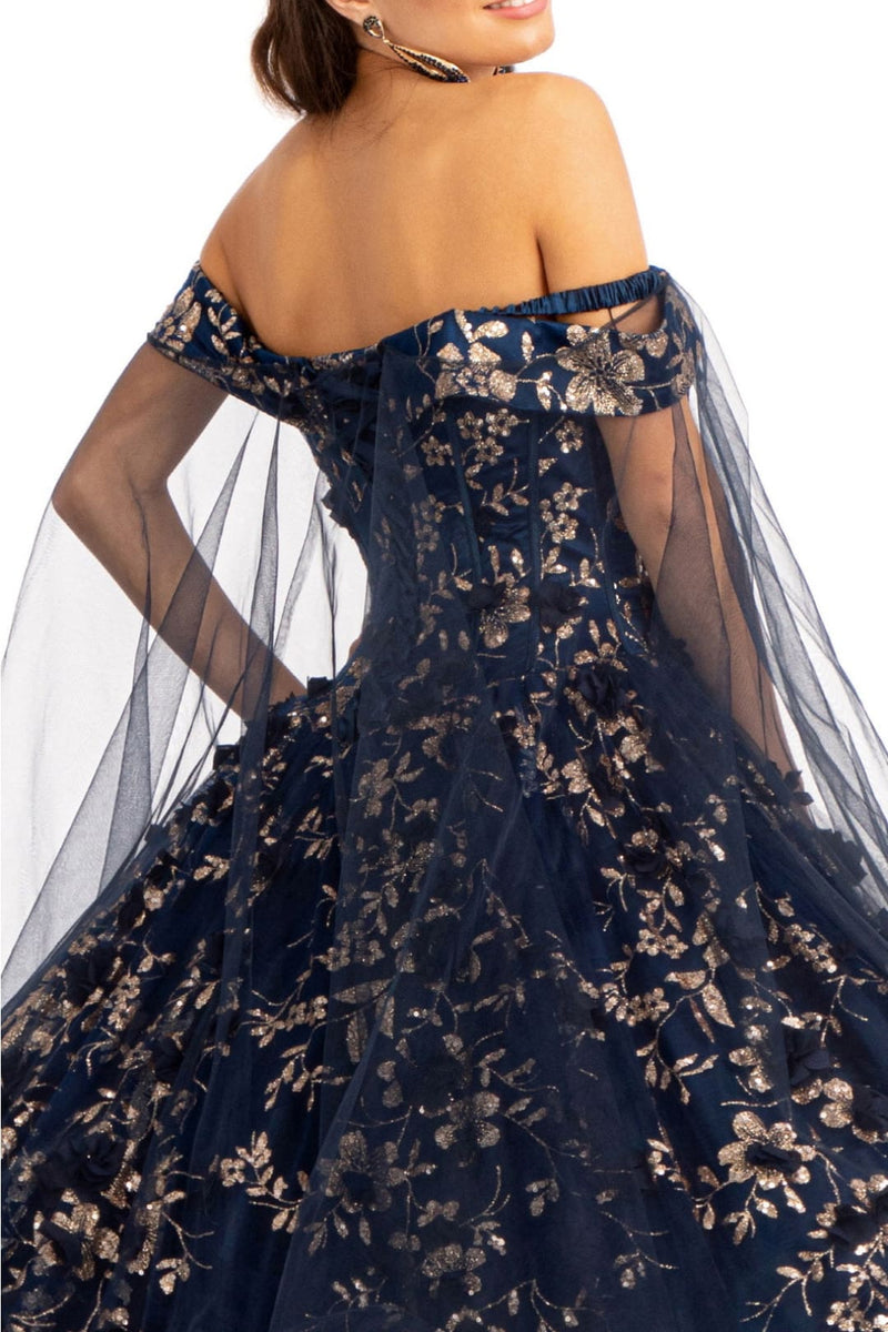 Cape Sleeve Ball Gown Off the Shoulder Quinceanera Dress by Elizabeth K GL1970