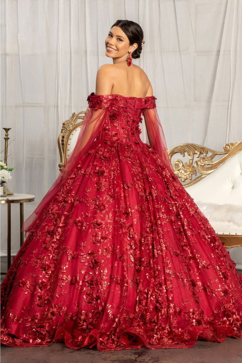 Cape Sleeve Ball Gown Off the Shoulder Quinceanera Dress by Elizabeth K GL1970