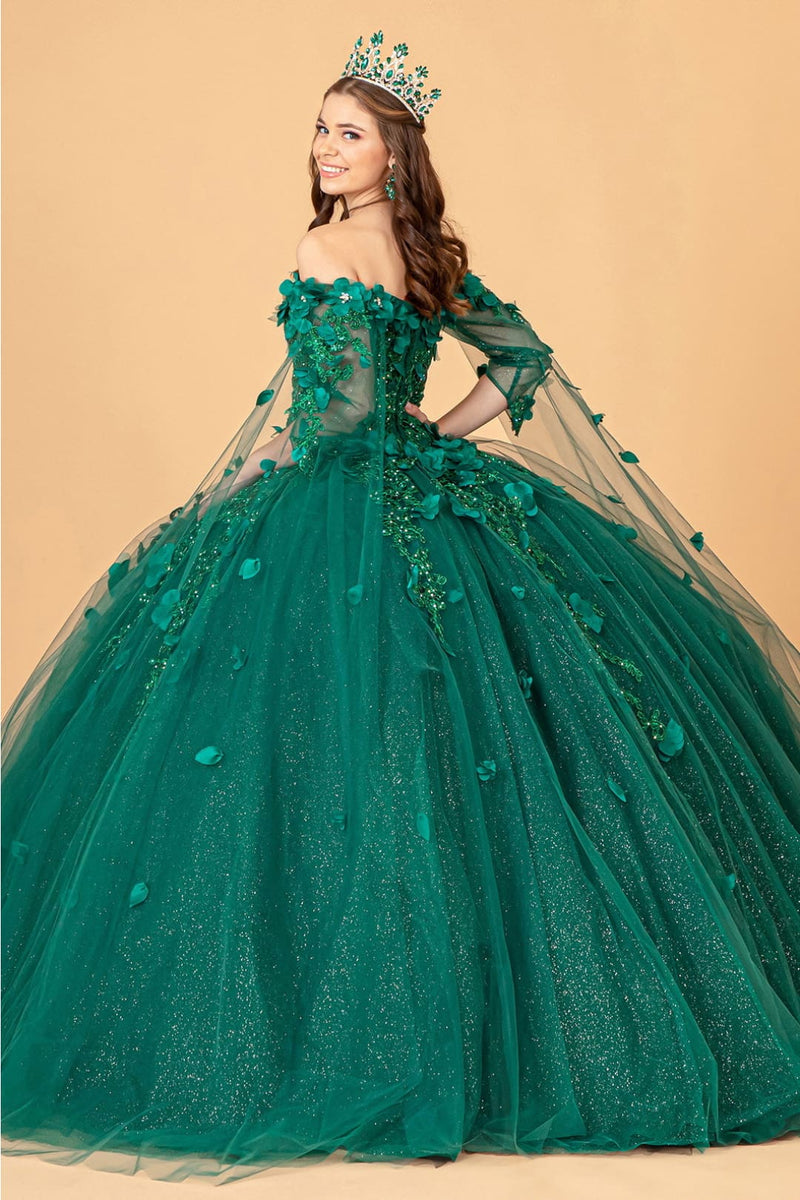 3D Floral Cape Sleeve Ball Gown by Elizabeth KGL3075