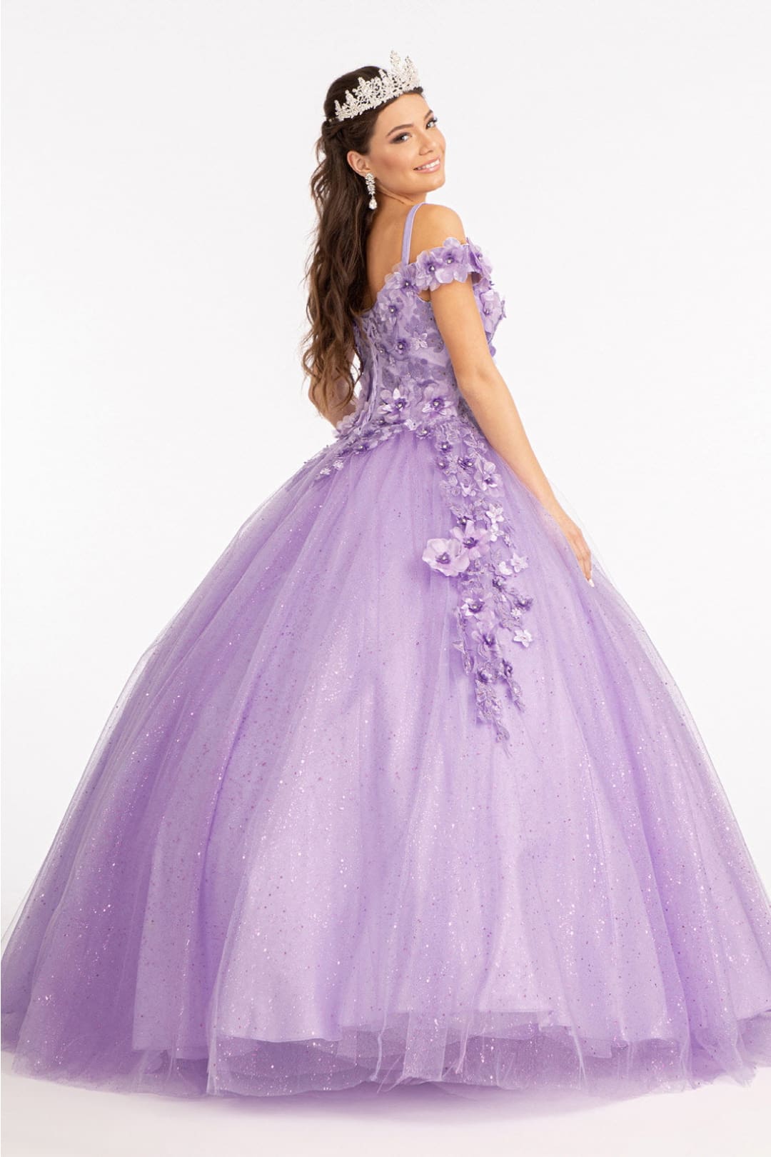 3D Floral Cold Shoulder Ball Gown by Elizabeth KGL1988
