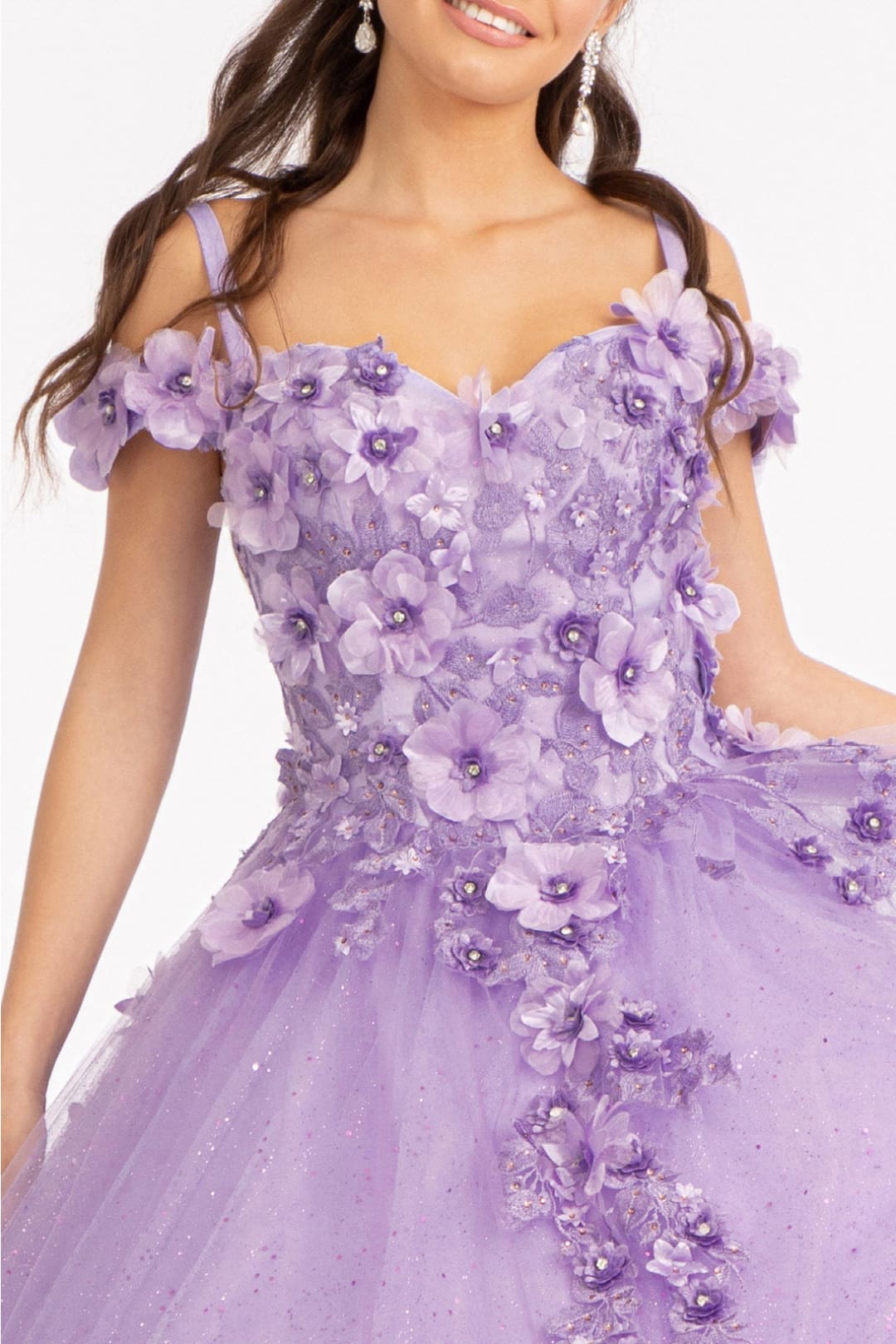 3D Floral Cold Shoulder Ball Gown by Elizabeth KGL1988