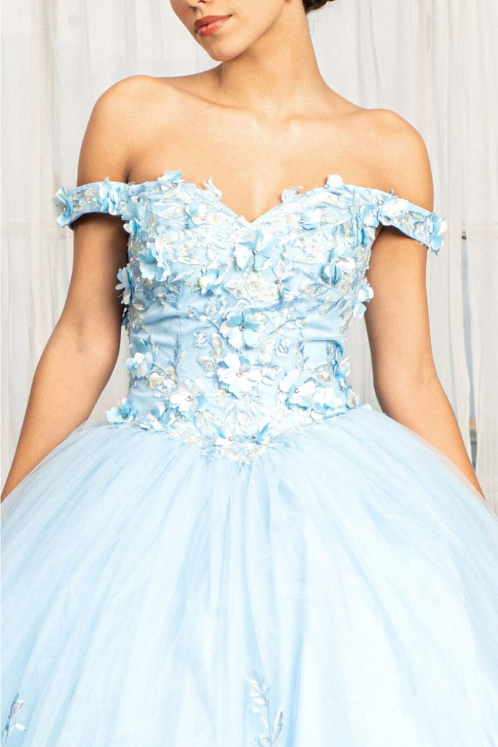 3D Floral Off Shoulder Ball Gown by Elizabeth KGL1960