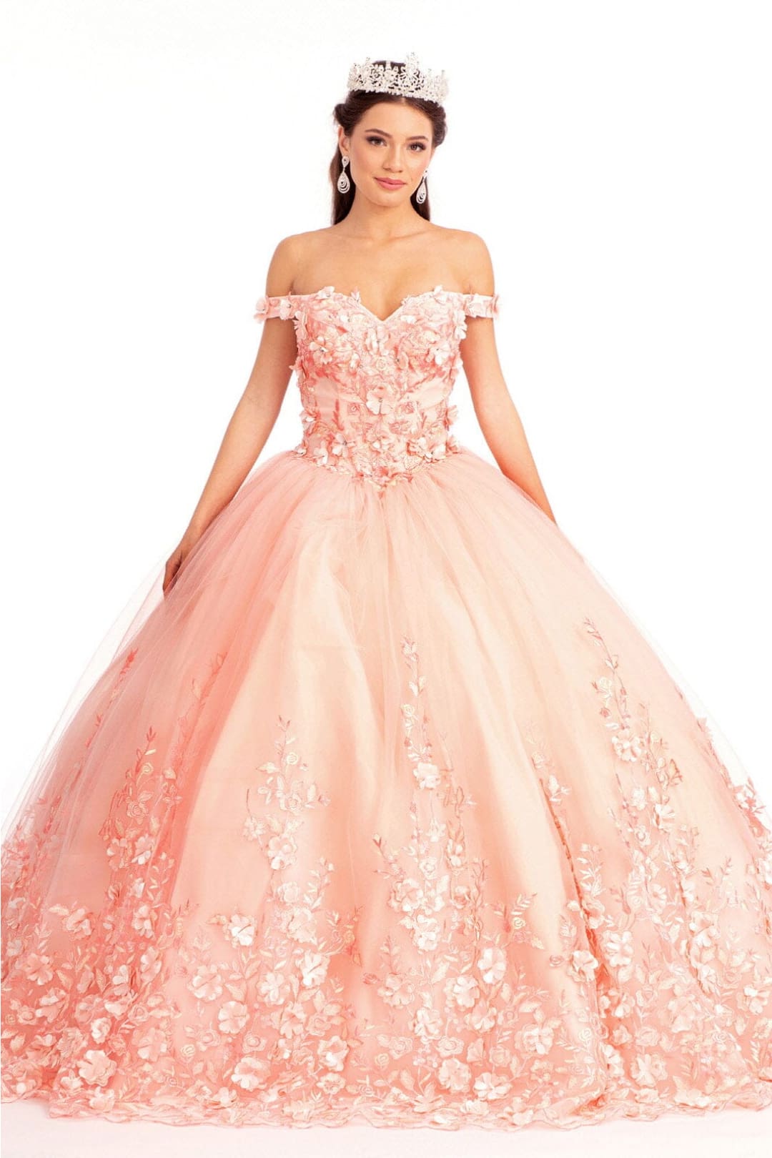 3D Floral Off Shoulder Ball Gown by Elizabeth KGL1960