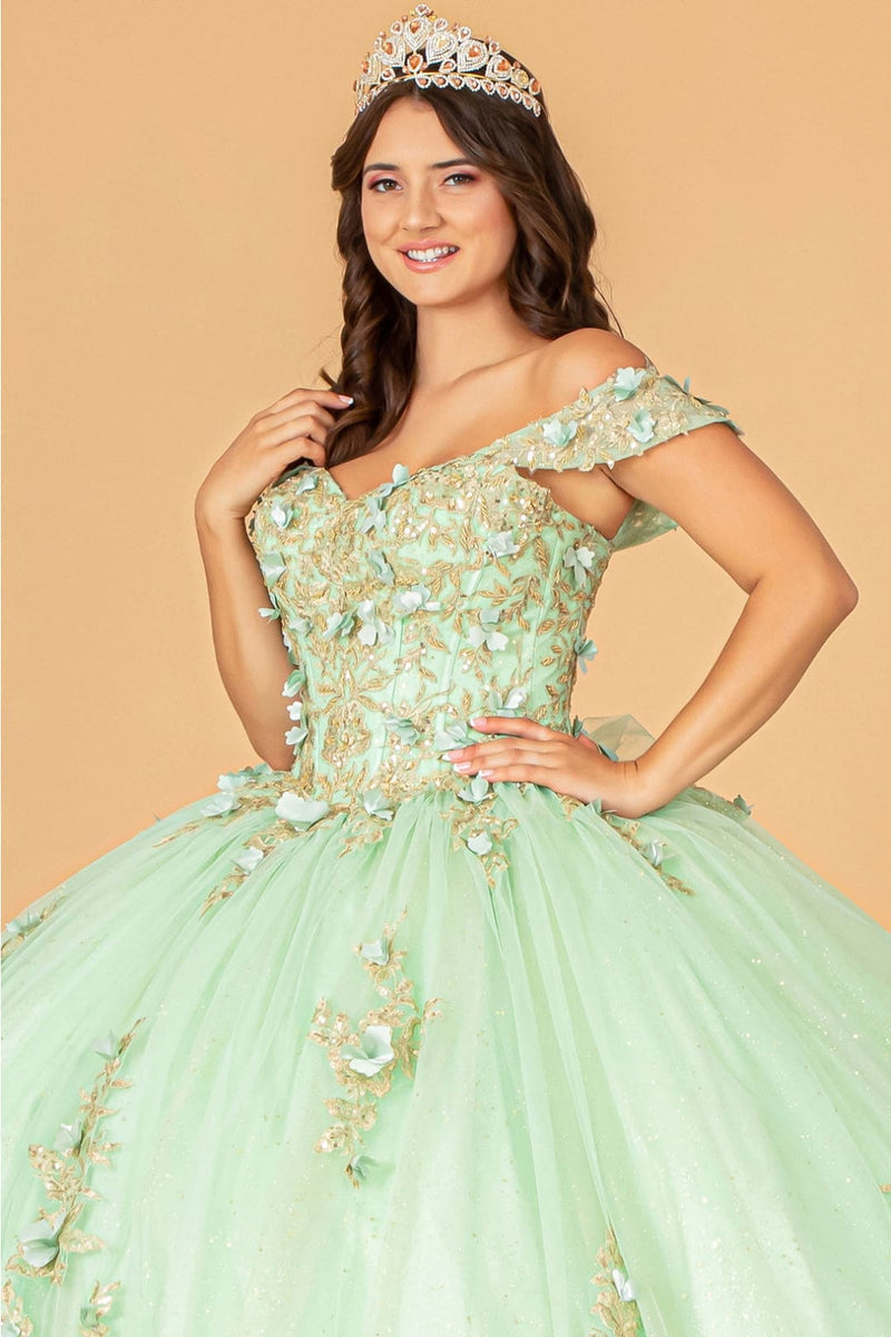 3D Floral Off Shoulder Ball Gown by Elizabeth KGL3102