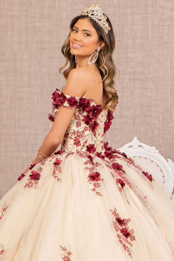 3D Floral Off Shoulder Ball Gown by Elizabeth KGL3105