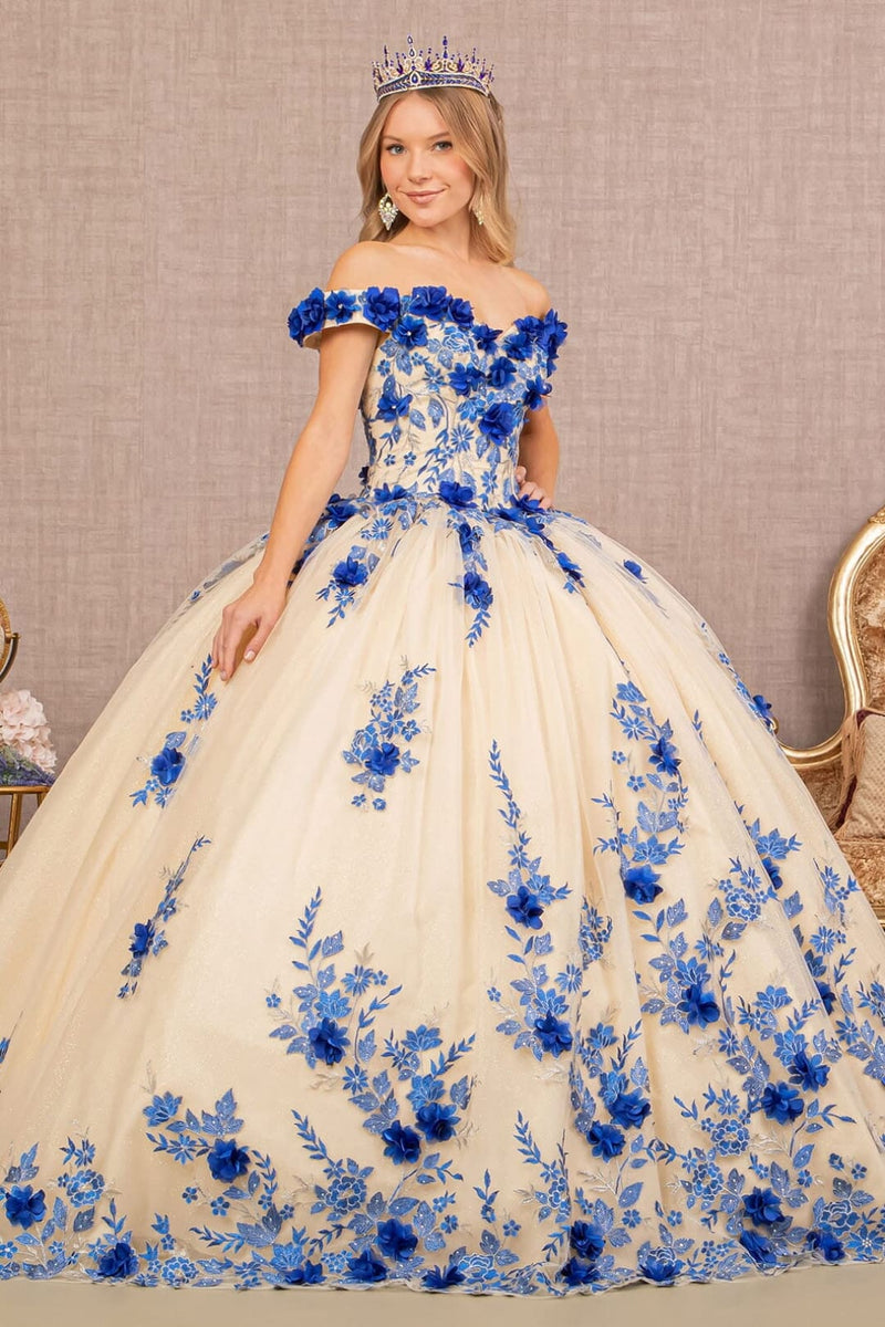 3D Floral Off Shoulder Ball Gown by Elizabeth KGL3105
