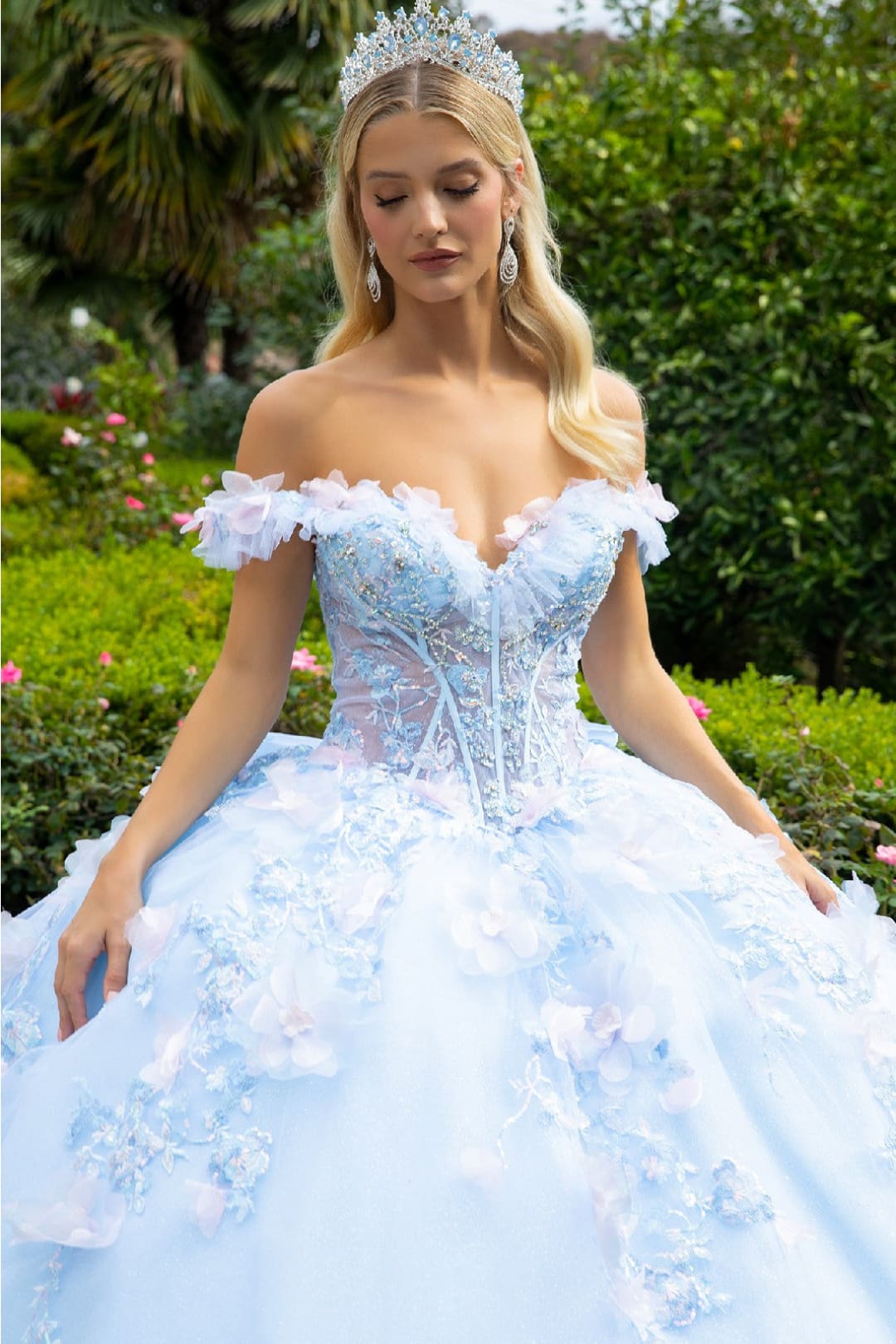3D Floral Off Shoulder Ball Gown by GLS Gloria GL3555 | Alberto