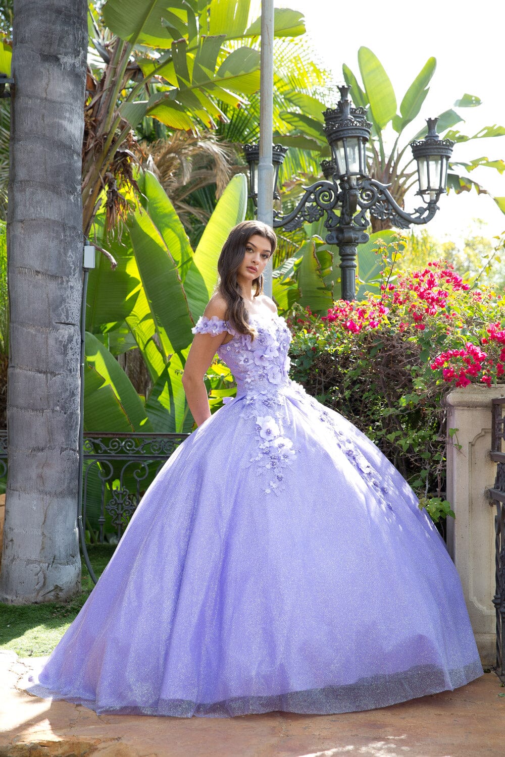 3D Floral Off Shoulder Ball Gown by Bella Princess PQ1002