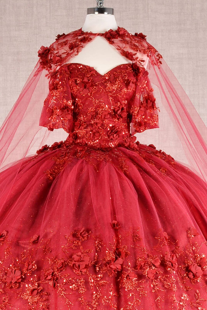 3D Floral Off Shoulder Cape Ball Gown by Elizabeth KGL3179