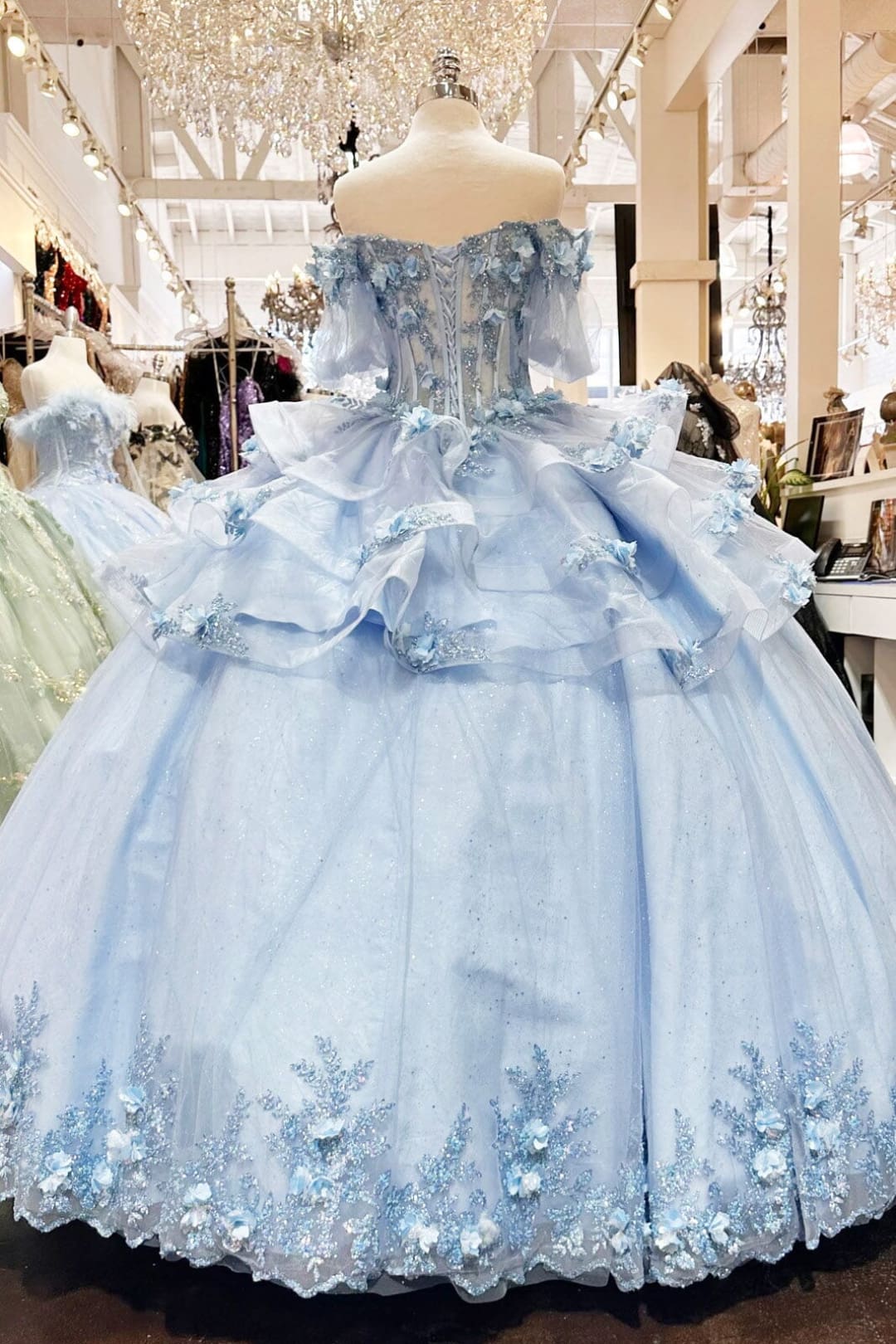 3D Floral Sheer Ball Gown by Elizabeth KGL3180