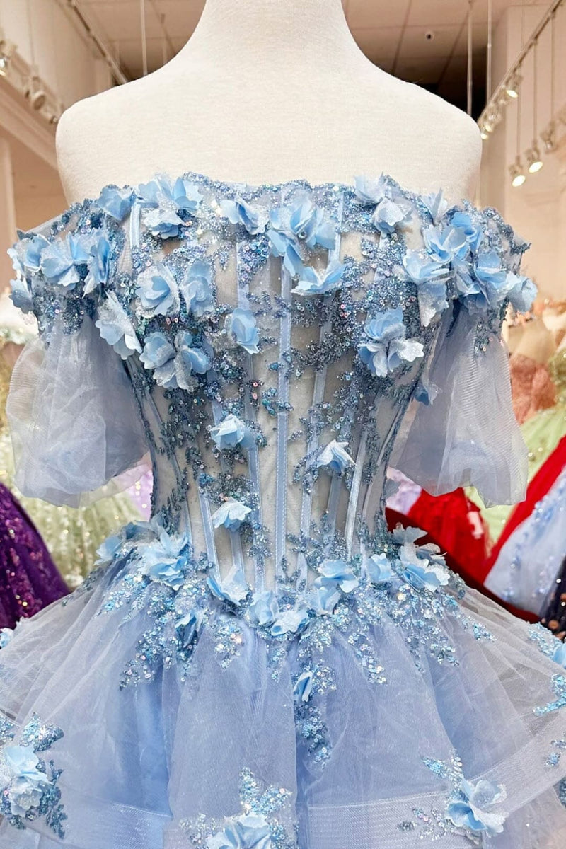 3D Floral Sheer Ball Gown by Elizabeth KGL3180