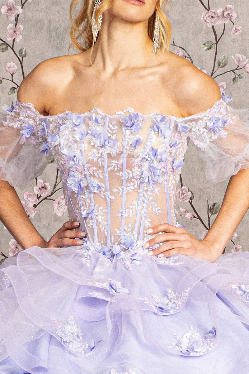 3D Floral Sheer Ball Gown by Elizabeth KGL3180
