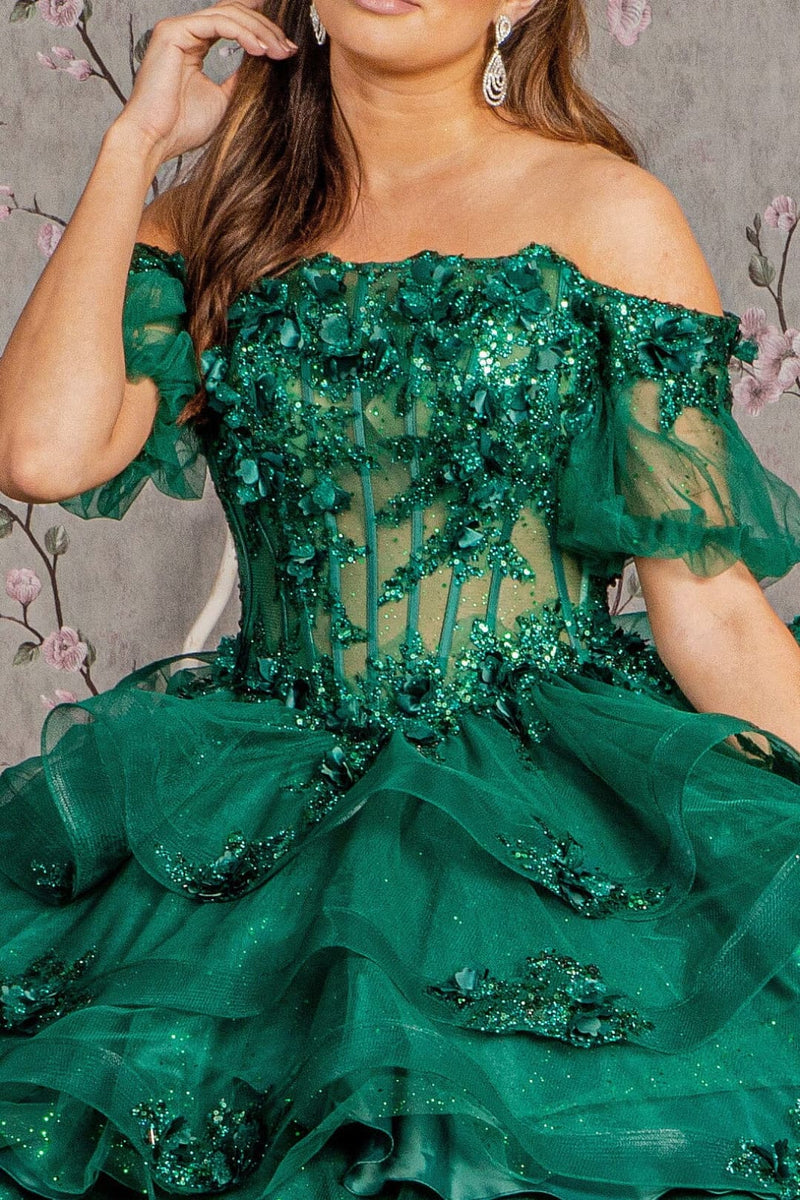 3D Floral Sheer Ball Gown by Elizabeth KGL3180