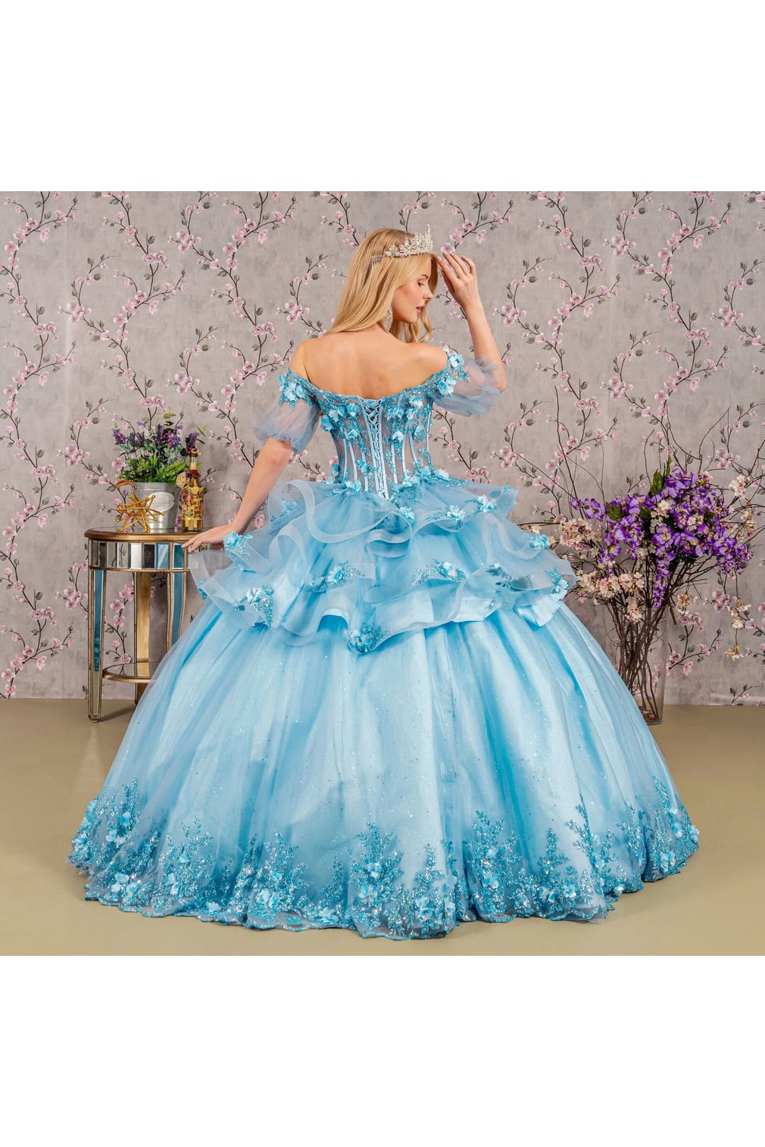 3D Floral Sheer Ball Gown by Elizabeth KGL3180